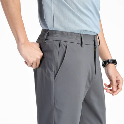 Men's Elastic Ice Silk Trousers Ideal for Spring