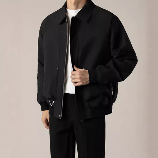 Men's Loose-Fit Short Lapel Jacket with Side Pockets | Ideal for Spring and Autumn