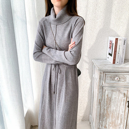 Long-Sleeve Knit Dress with Straight Waist I Ideal for Spring and Autumn