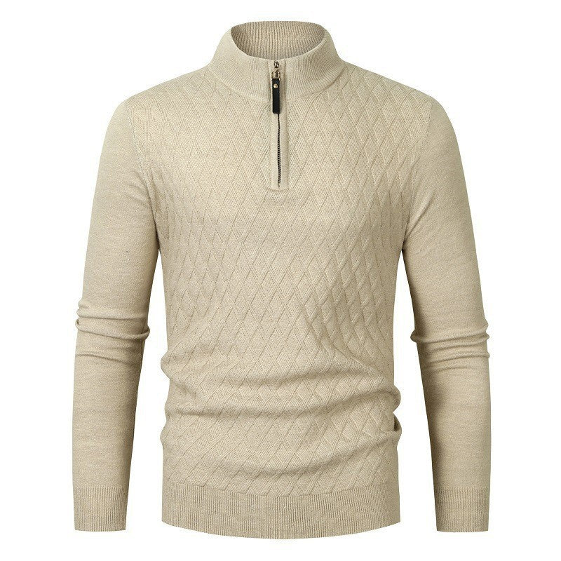 Men's Half-High Collar Zipper Sweater Long Sleeve Ideal for Winter