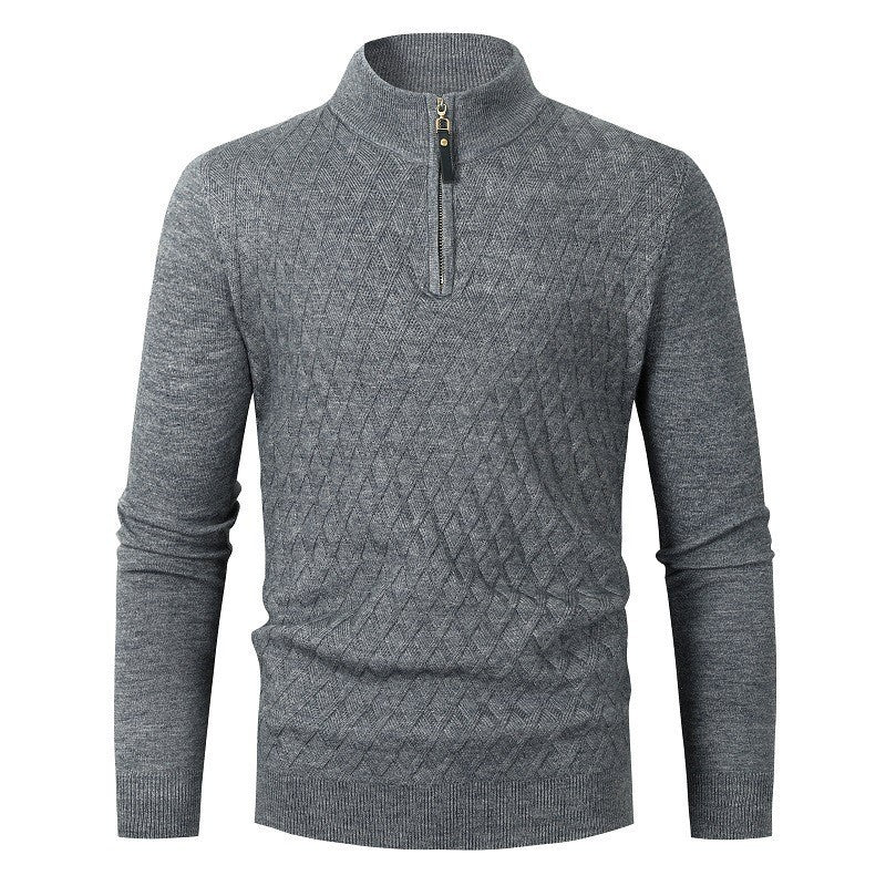 Men's Half-High Collar Zipper Sweater Long Sleeve Ideal for Winter