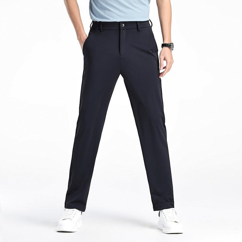 Men's Elastic Ice Silk Trousers Ideal for Spring