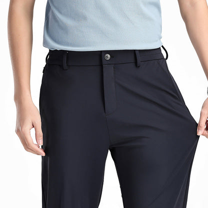 Men's Elastic Ice Silk Trousers Ideal for Spring