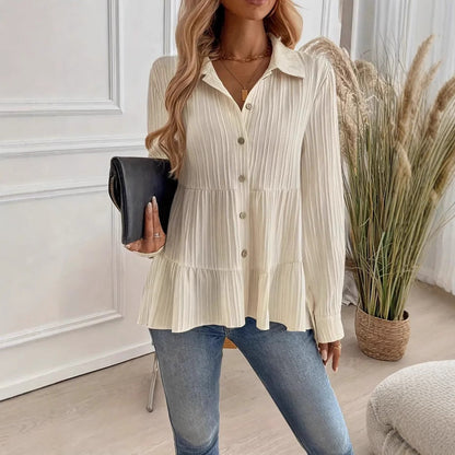 Long Sleeve Cotton Polyester Pullover Shirt | Ideal for Spring and Fall