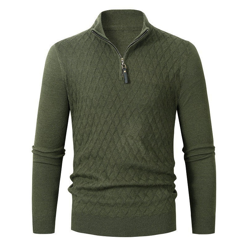 Men's Half-High Collar Zipper Sweater Long Sleeve Ideal for Winter