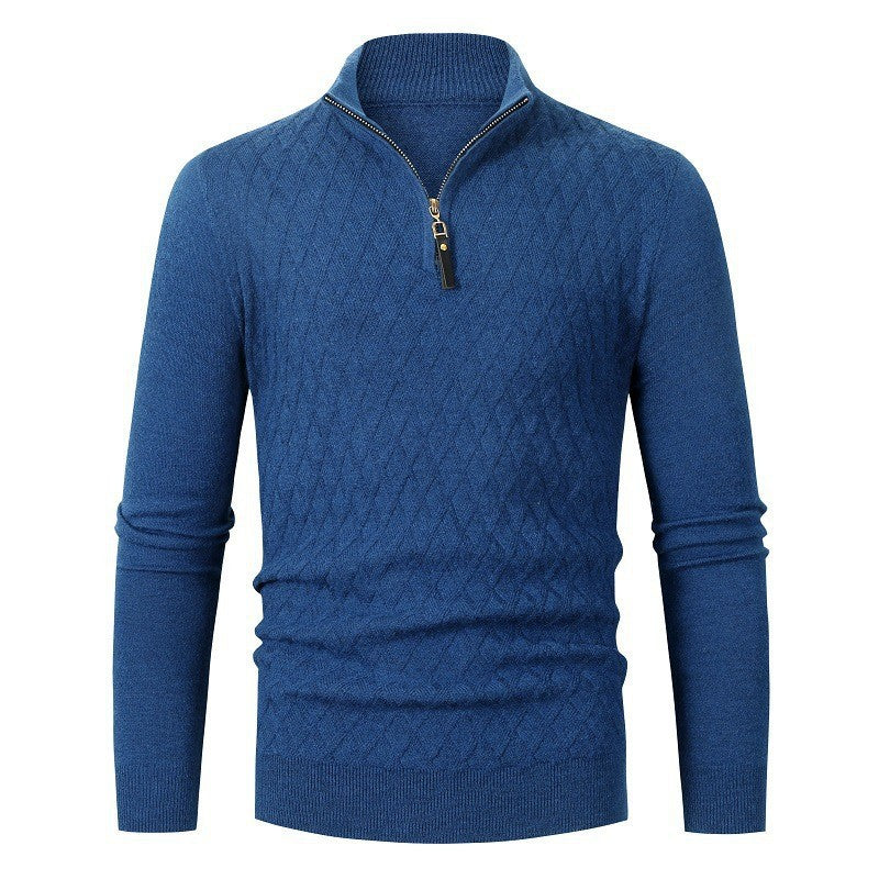 Men's Half-High Collar Zipper Sweater Long Sleeve Ideal for Winter