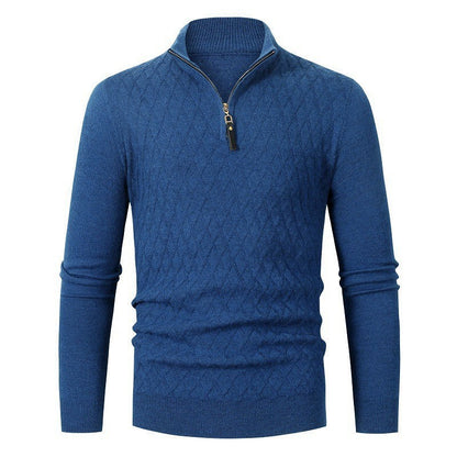 Men's Half-High Collar Zipper Sweater Long Sleeve Ideal for Winter