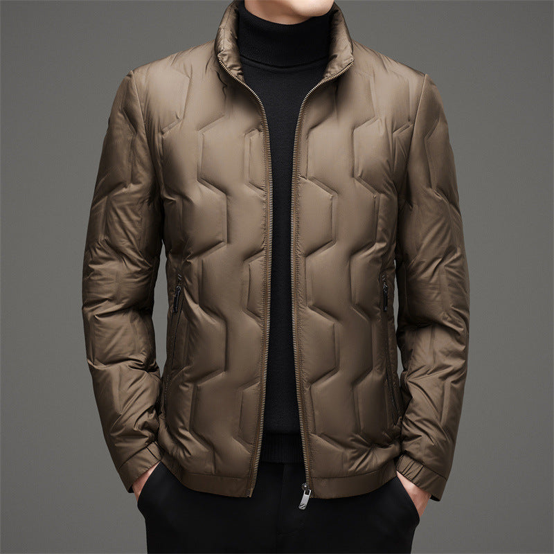 Men's Lightweight Stand Collar Duck Down Jacket | Ideal for Winter