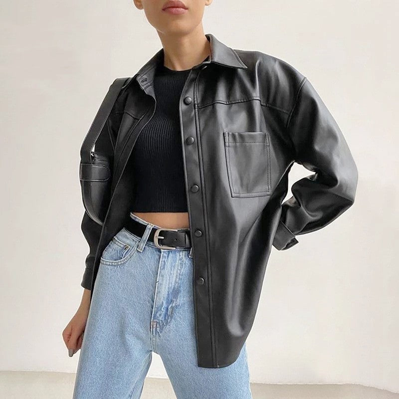 Women's PU Leather Motorcycle Jacket | Ideal for All Seasons