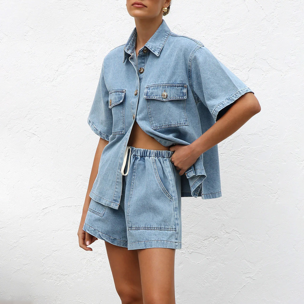 Loose-Fit Short-Sleeved Shirt and Shorts Set | Ideal for Summer