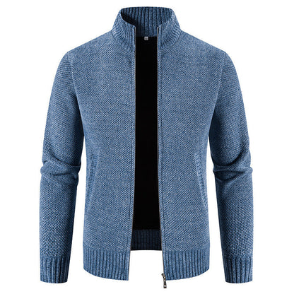 Men's Slim Fit Velvet Zipper Cardigan Jacket Ideal for Winter