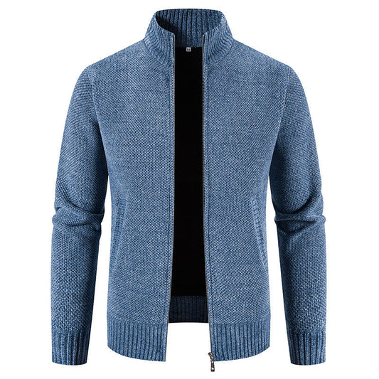 Men's Slim Fit Velvet Zipper Cardigan Jacket Ideal for Winter