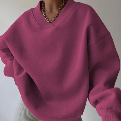 Solid Color Long Sleeve Crew Neck Sweater | Ideal for Autumn and Winter