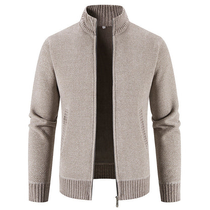 Men's Slim Fit Velvet Zipper Cardigan Jacket Ideal for Winter