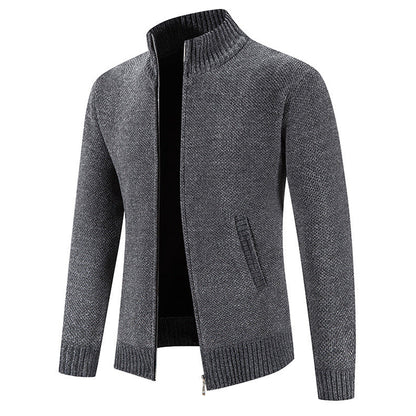 Men's Slim Fit Velvet Zipper Cardigan Jacket Ideal for Winter