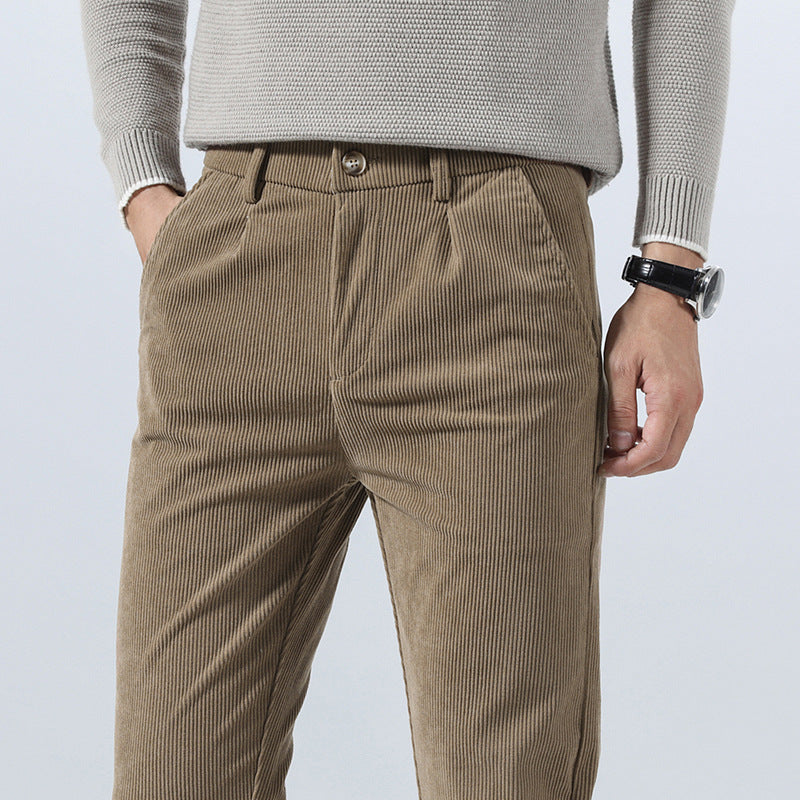 Men's Corduroy Light Business Trousers Ideal for Autumn and Winter