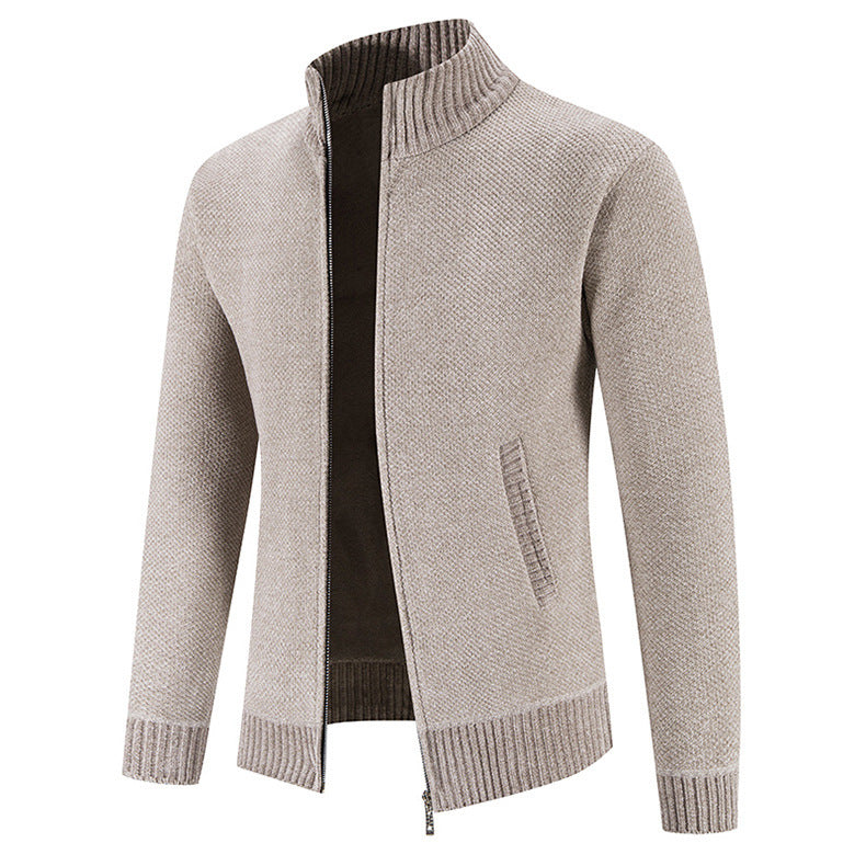 Men's Slim Fit Velvet Zipper Cardigan Jacket Ideal for Winter