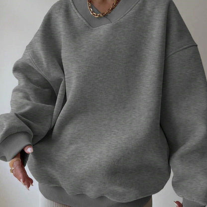 Solid Color Long Sleeve Crew Neck Sweater | Ideal for Autumn and Winter