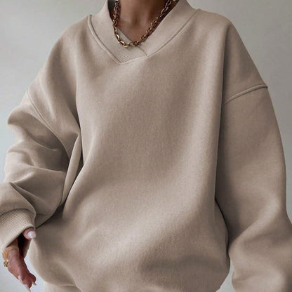 Solid Color Long Sleeve Crew Neck Sweater | Ideal for Autumn and Winter