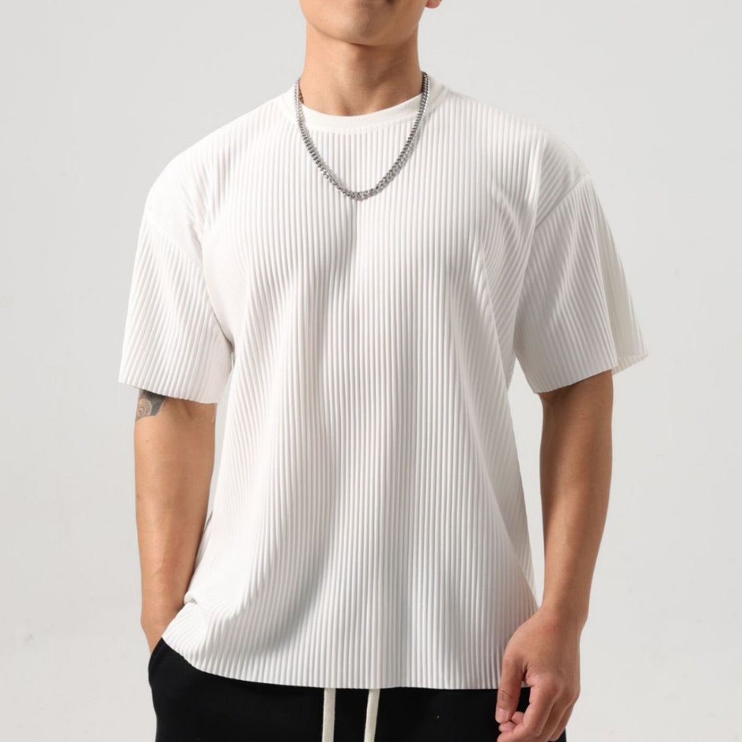 Men's Loose Striped Long Sleeve Sports Top Ideal for Spring and Autumn