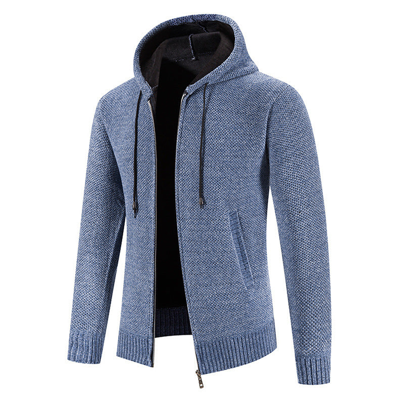 Men's Slim Fit Velvet Zipper Cardigan Jacket Ideal for Winter