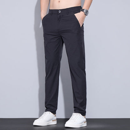 Men's Ice Silk Straight-Leg Pants Ideal for Summer