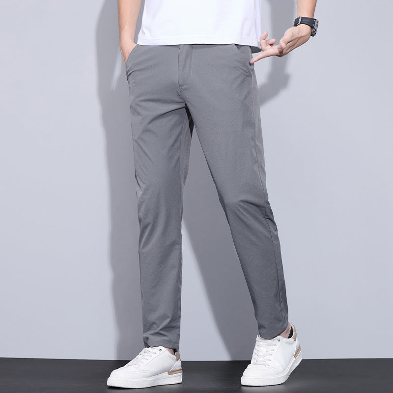 Men's Ice Silk Straight-Leg Pants Ideal for Summer