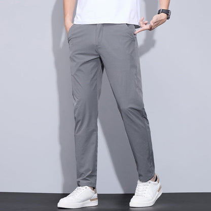 Men's Ice Silk Straight-Leg Pants Ideal for Summer