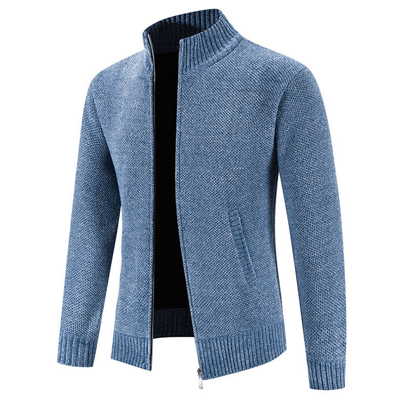 Men's Slim Fit Velvet Zipper Cardigan Jacket Ideal for Winter