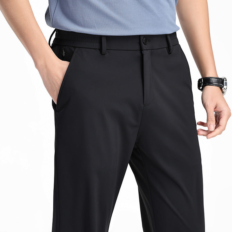 Men's Elastic Ice Silk Trousers Ideal for Spring