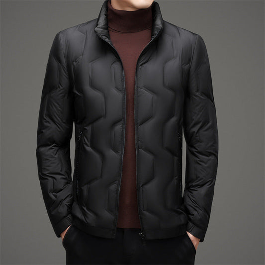 Men's Lightweight Stand Collar Duck Down Jacket | Ideal for Winter