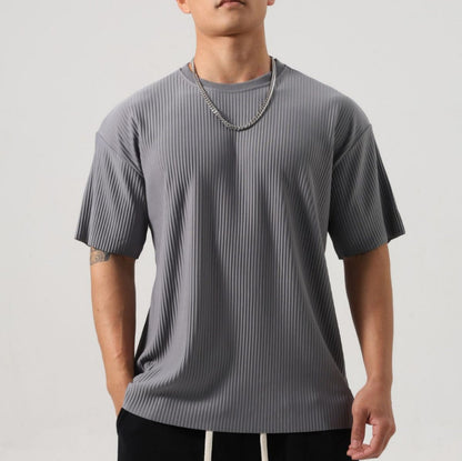 Men's Loose Striped Long Sleeve Sports Top Ideal for Spring and Autumn