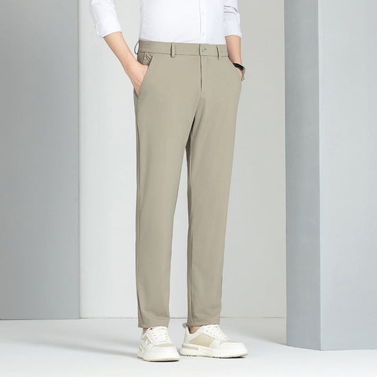 Men's Elastic Ice Silk Trousers Ideal for Spring